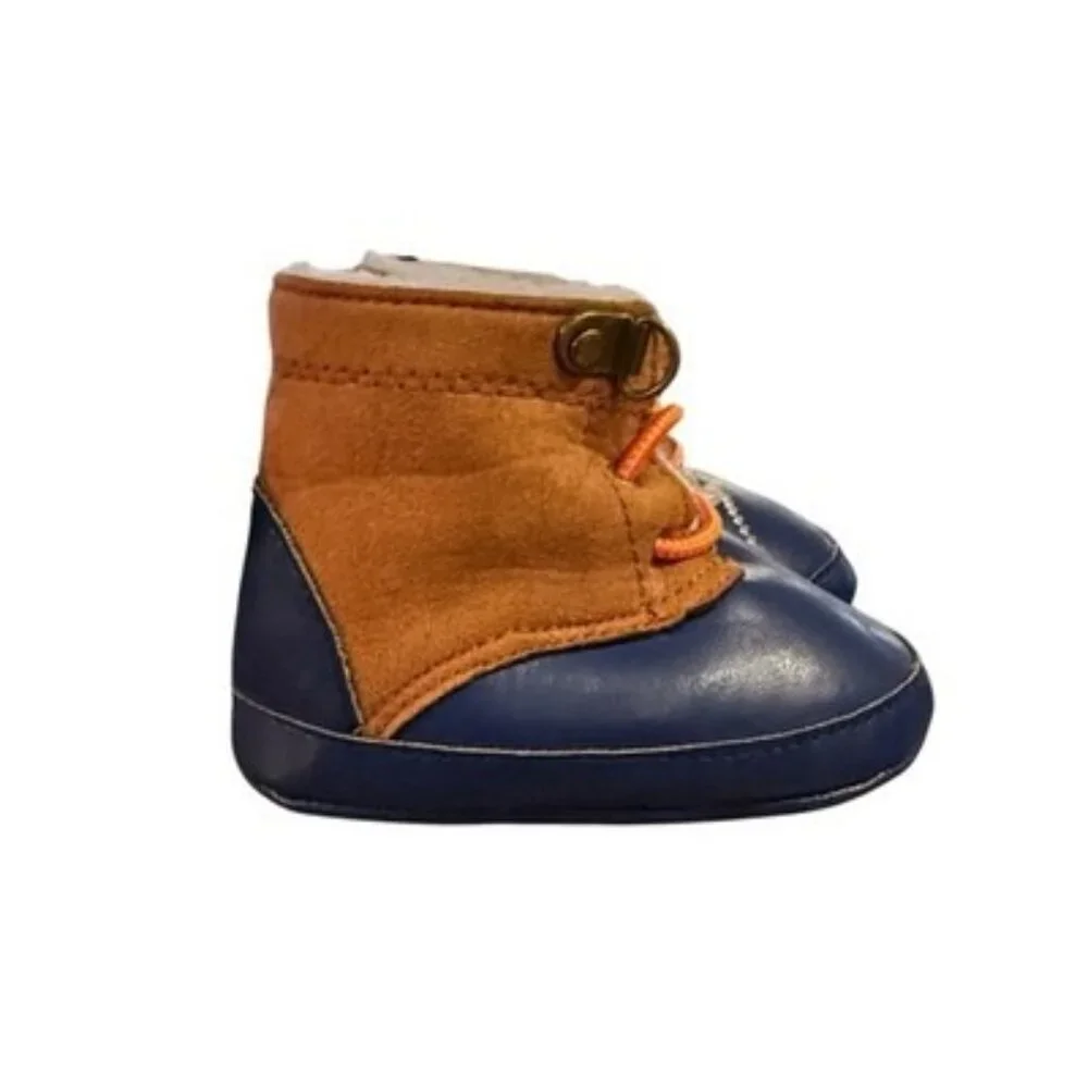 XERITA NWT Blue Crib Shoes Size 1 Infant Boys Baby Casual Fuzzy Booties